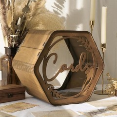 Wedding Card Box for Party Hexagon Brown Wedding Card Boxes for Reception Woo…