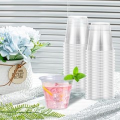 100 Pack 9 oz Clear Plastic Cups – Disposable Wine Cocktail Cups – 100 Pack