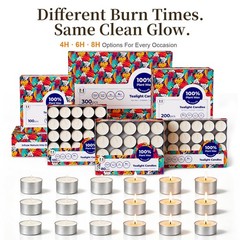 Tea Lights Candles 200 Pack, 4 Hour Palm Wax White 4 Hours,