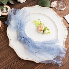 5 Dusty Blue Sheer Crinkled Organza Dinner 21″ x (Set of 5),