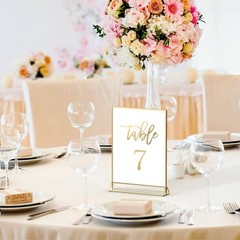 NIUBEE 6Pack 5 x 7 Clear Acrylic Wedding Table Number Holder Stands
