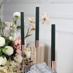 HUNTER GREEN 5 Ribbed Design 9″ Unscented Premium Wax Taper CANDLES Party