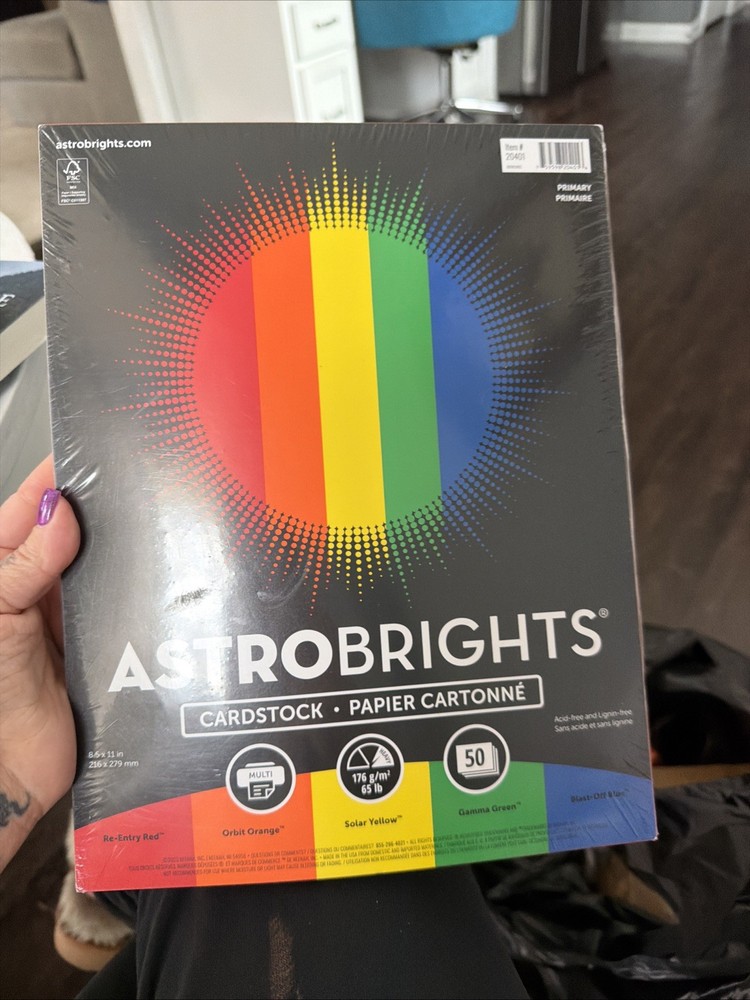 Astrobrights Primary One 65 lb. Cardstock 8.5×11 inches, Assortment