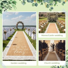 20 Ft x 36 in Aisle Runner for Wedding Ceremony,Natural Burlap Wedding Aisle …