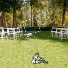 White Metal Flower Frame Weddings Square Backdrop Garland Plants Display Stand
