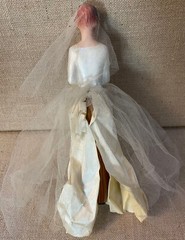 Vintage Chalk Ware? Bride Wedding Cake Topper UNIQUE Approx 11 inches tall