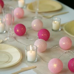 20 LED Blush Cotton Lights Globe Battery Wedding Centerpieces Decoration Party