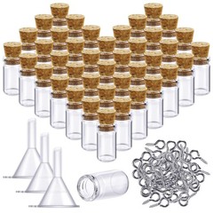 Yungyan 50 Pieces Small Mini Glass Bottles Jars with Cork 0.5ml, Clear