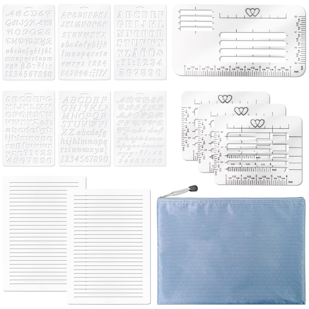 12 Pack Envelope Addressing Stencil Lettering Stencils Writing Tools, Straigh…
