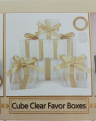 Clear Cube Party Favor Boxes. 60 piece box, tie, + tag. Birthday, wedding, baby