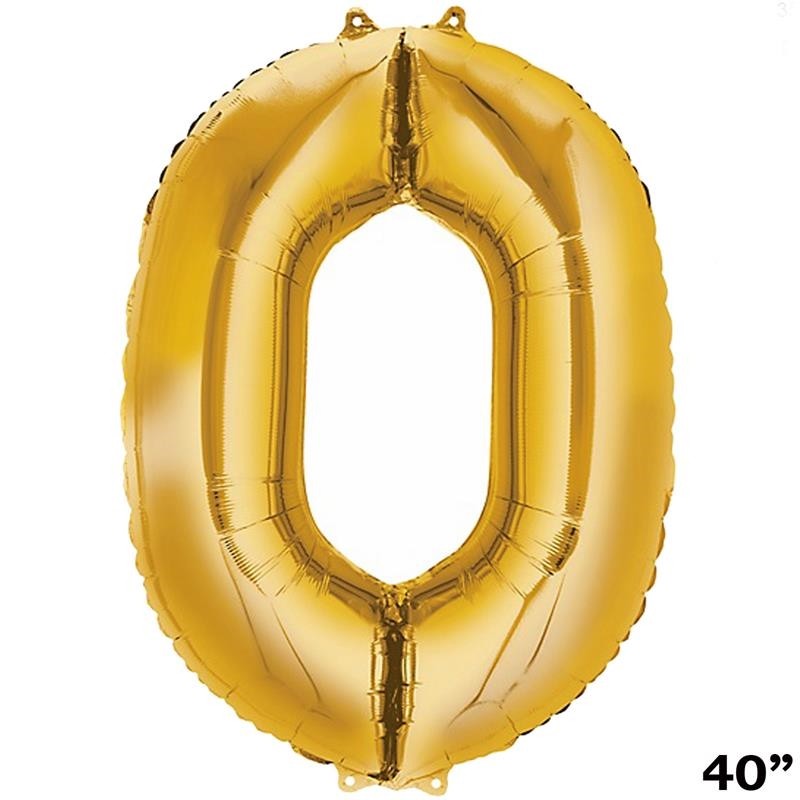 40″ GOLD Number 0 Mylar Foil Balloon 1 pc Party BackDrop Decorations Supply
