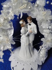 New Wilton Orchid Cascade Wedding Cake Top, white tux # 117-7333