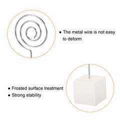 Resin Cube Base Picture Card Holder, 5 Pack Circle Shape Note Holder, White