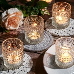 12-Pack Clear Glass Votive Candle Holders for Weddings & Parties