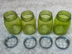 Country Cottage Glass Jars Vase Green Pint Size Centerpiece Wedding Décor
