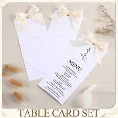 50 Sets 4×9 Inch White Blank Wedding Menu Name Place Cards 76lb Cardstock