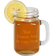 Custom Laser Engraved 16 oz Glass Mason Jar Mug for Beer Tea Drinks Alcohol