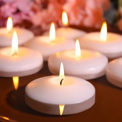 48pk 2″ White Floating Candles, Unscented, 5-6 Hr Burn, Wedding Decor