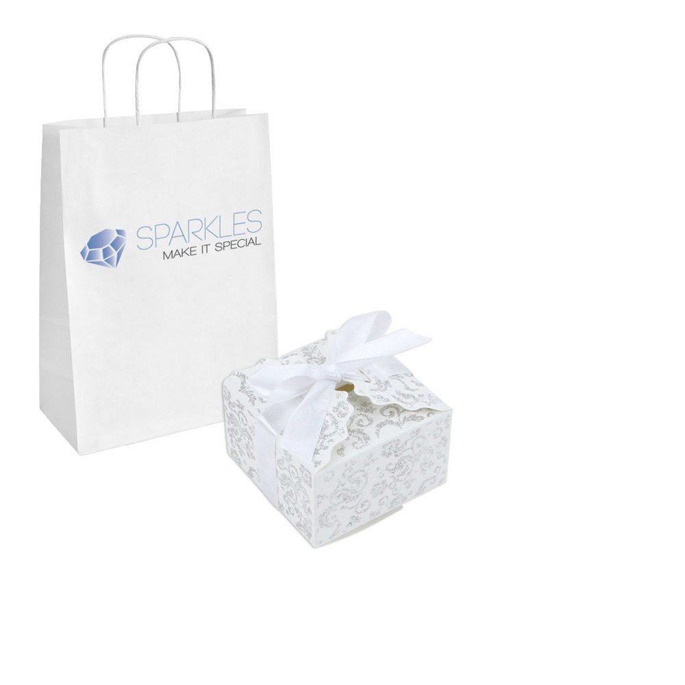 200 White Silver Medium Ribbon Wedding Favor Gift Boxes Party Event Candy Box