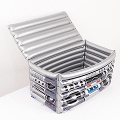 24″ x 12″ Silver Inflatable 80’s Themed Boom Box Party Drinks Cooler Events Home
