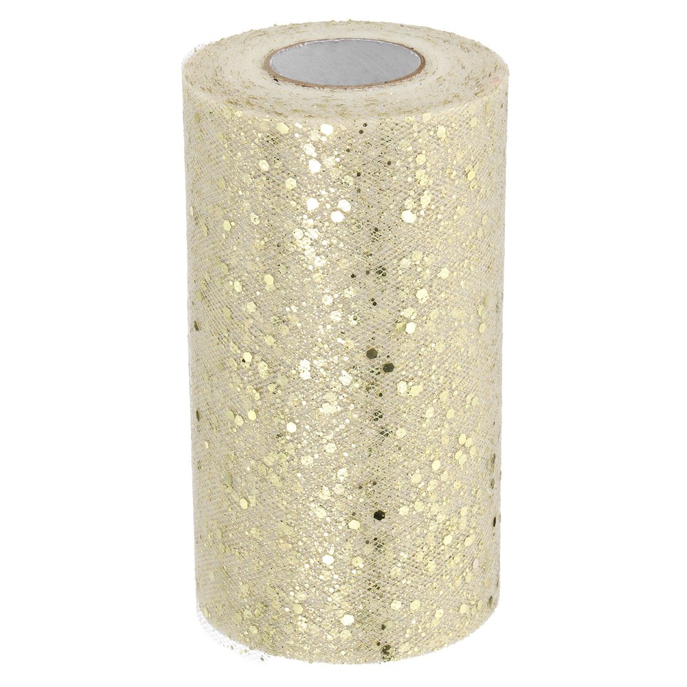 Tulle Fabric Rolls 6″ by 50 Yards Fabric Spool Tulle for DIY, Beige-gold