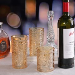 Darlion 6 Pack Amber Glassware Set, 10oz Vintage Drinking 9.5oz,