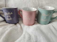 Bridal Party Mugs Set of 3 Ceramic Coffee Cups with Handles EUC