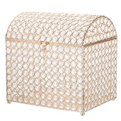 Crystal Card Box with Heart Lock, 10.7″ x 8.3″ x 11″ Wedding Card Box Gold