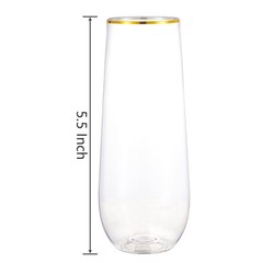 N9R 12PCS Plastic Champagne Flutes, 9 oz 12 Count (Pack of 1), Gold-12PCS