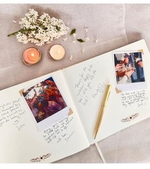 Wedding Engagement Guest Book 7×9” Elegant Gold Photo Album 100 Blank Page