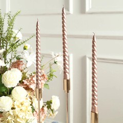 ROSE GOLD 12 Spiral 11″ Long Unscented Premium Wax Taper CANDLES Party
