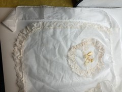 VTG 1950’s Set Of 2 Wedding Or Server Aprons Lace White And Apricot Colors MCM