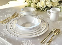 » OCCASIONS » 40 Mugs Pack, Heavyweight White with Gold Rim A8). Coffee Mug 8oz