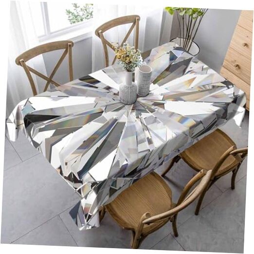Table Cloth 60×84 Inch Abstract Bling 84″ x 60″ (Rectangular) Diamond Crystal