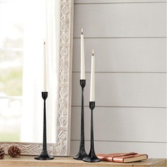Iron Taper Candle Holder Set of 3 – Decorative Tall Black & Silver