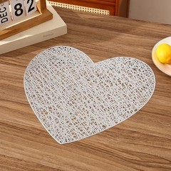 Valentine’s Day Love Heart Placemats Set of 4, 15″ Non Slip Love Heart Silver