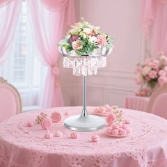 Elegant Wedding Flower Stand with Crystal Pendants for Events and Decorations