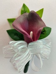 Hand Made pin on burgundy calla lily boutonniere