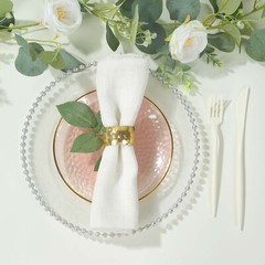 TRANSPARENT BLUSH 10 Glossy 8″ Round Plastic Salad PLATES GOLD Rim Party Events