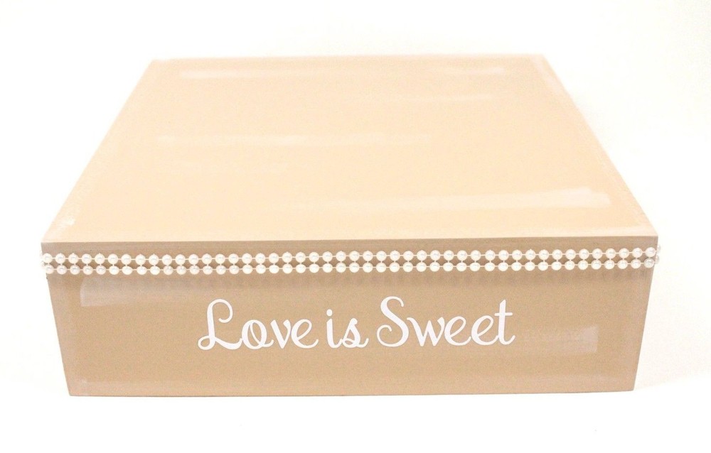 Love is Sweet Wedding Cake Stand Box, Pearl Cake Stand, Taupe, Cupcake Stand
