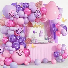 Purple and Pink Balloons – 50Pcs 12“ Metallic Confetti Latex Purple Pink