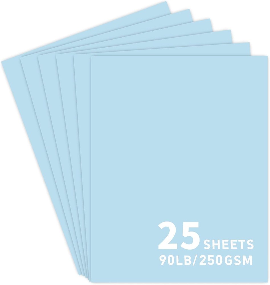25Sheets Light Blue Cardstock Paper, 8.5 x 11 Card stock for