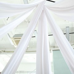 5 ft x 20 ft WHITE Polyester Ceiling Drapes Backdrop CURTAIN PANEL Party Events