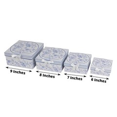 BLUE 4 Nesting Gift Boxes with Lids Party Supplies Wedding Decorations