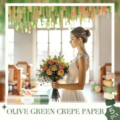 AOBKIAT Wedding Party Decorations, 5 Rolls Olive Green Khaki