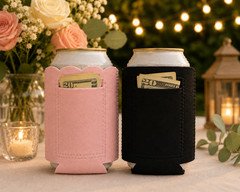 The Boss and Groom Insulated Foam Rubber Coozie Can Cover Set For Wedding Couple