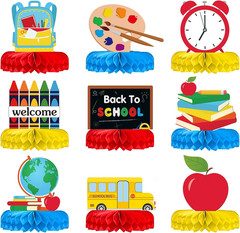 9 Pieces Back to School Table Centerpieces First Day of School Honeycomb Centerp
