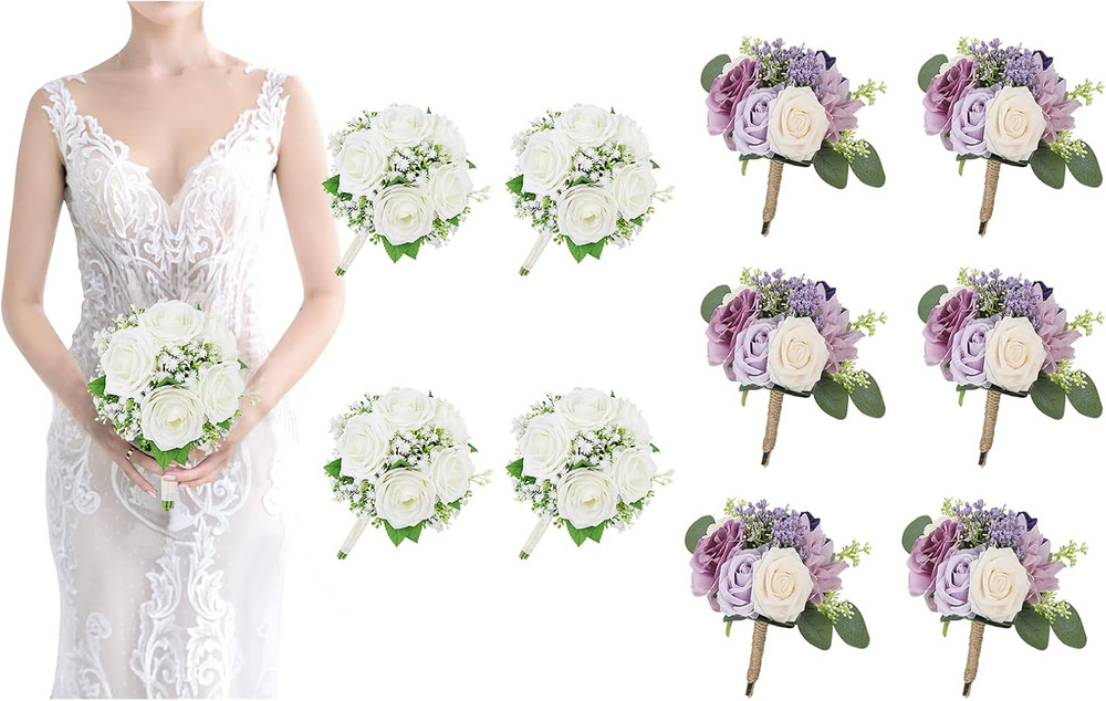 Ivory & Lilac Bridesmaid Bouquets Set – Perfect Wedding Flowers 2024