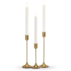 Candlestick Holders, Gold Metal Taper Candle Holders Set of 3, Brass
