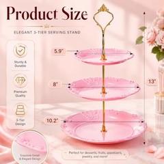 3 Pack 3 Tier Plastic Cupcake Stand, Dessert Plates Cake Fruit Candy Display